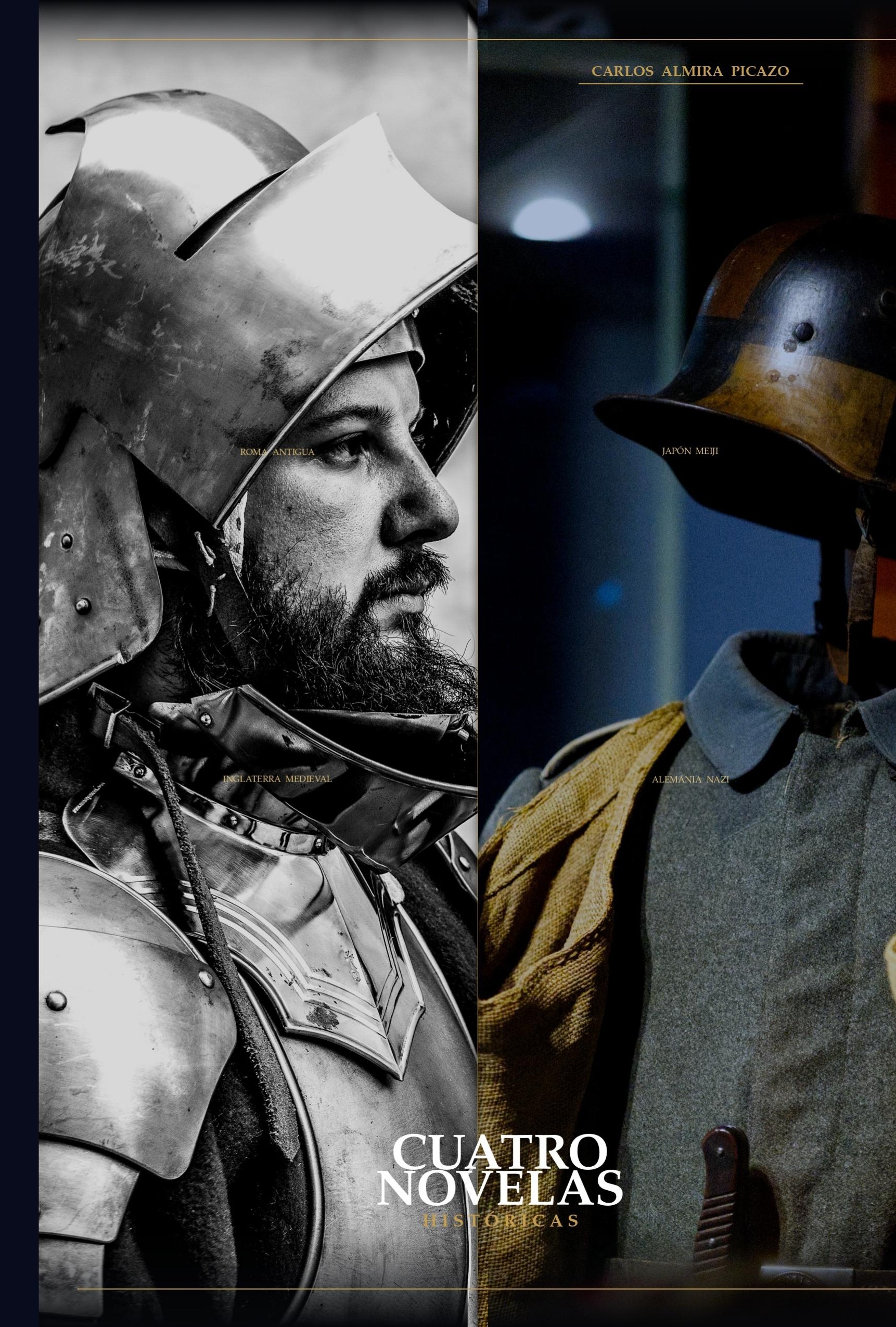 Portada de Cuatro Novelas Históricas, recopilatorio de novela histórica de Carlos Almira Picazo